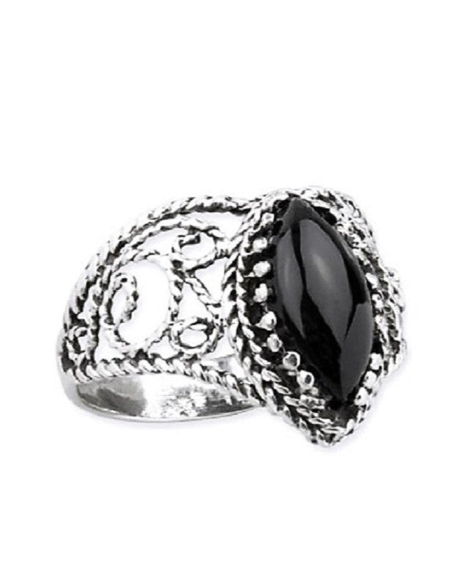 STERLING SILVER RING BLACK WEAVE