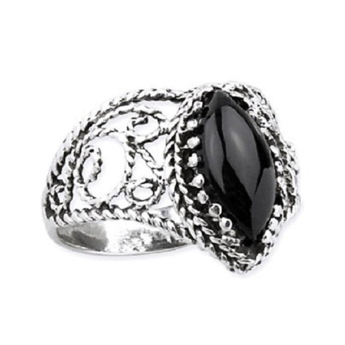 STERLING SILVER RING BLACK WEAVE