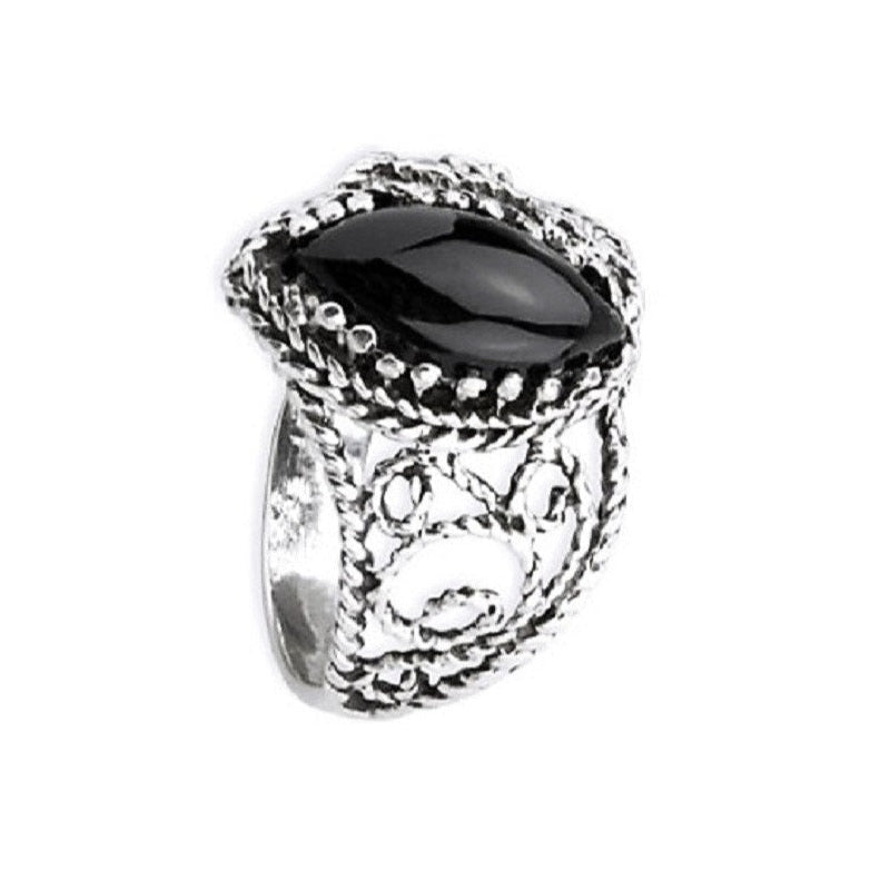 STERLING SILVER RING BLACK WEAVE