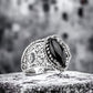 STERLING SILVER RING BLACK WEAVE