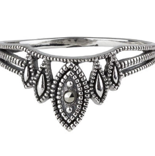 STERLING SILVER RING ELFISH MARCASITE