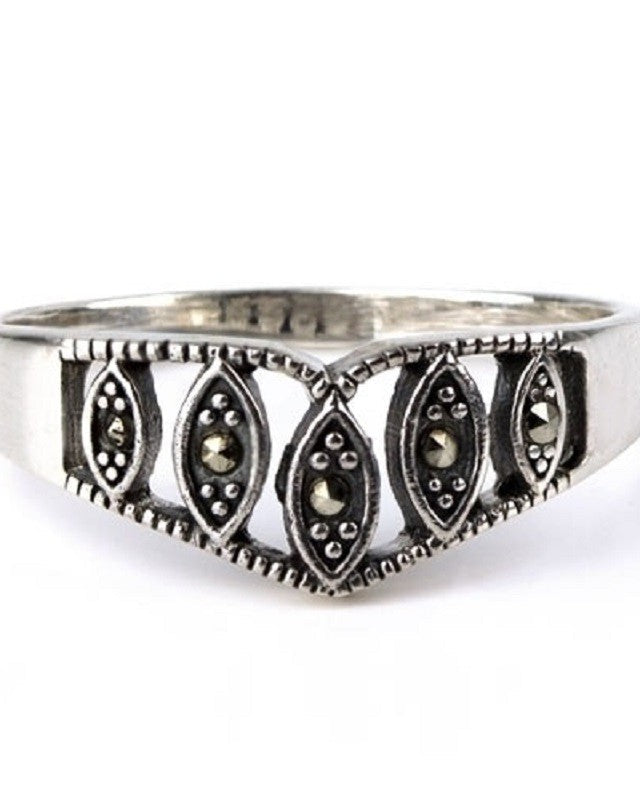 STERLING SILVER RING MARCASITE TIARA