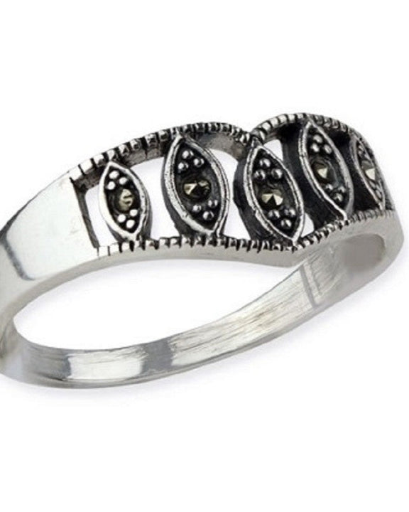 STERLING SILVER RING MARCASITE TIARA