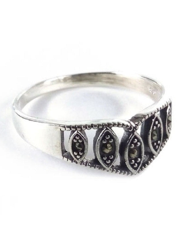STERLING SILVER RING MARCASITE TIARA