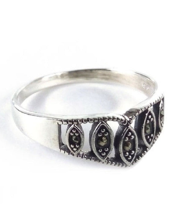 STERLING SILVER RING MARCASITE TIARA