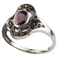 STERLING SILVER RING RED MARCASITE