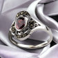 STERLING SILVER RING RED MARCASITE