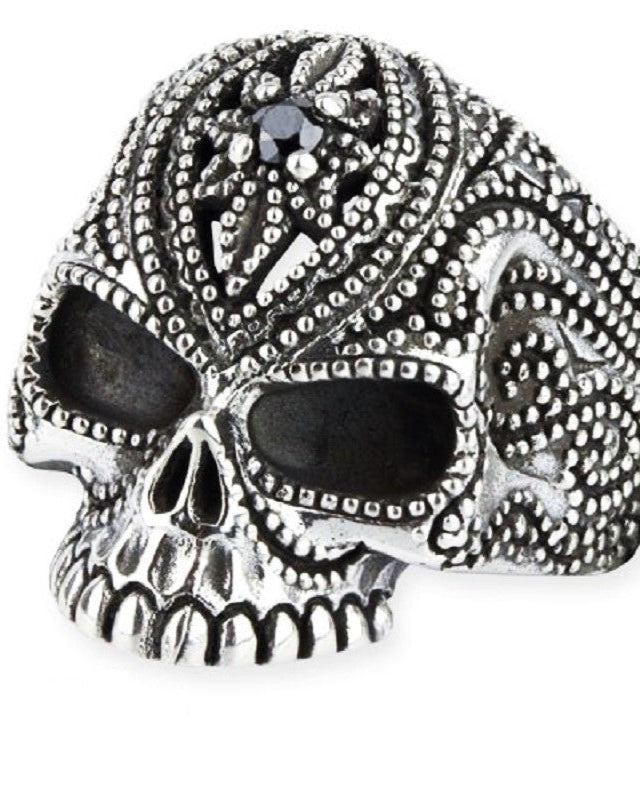 STERLING SILVER RING TATTOO SKULL