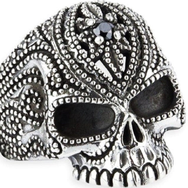 STERLING SILVER RING TATTOO SKULL