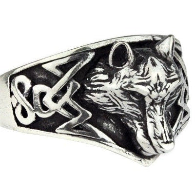 STERLING SILVER WOLF RING