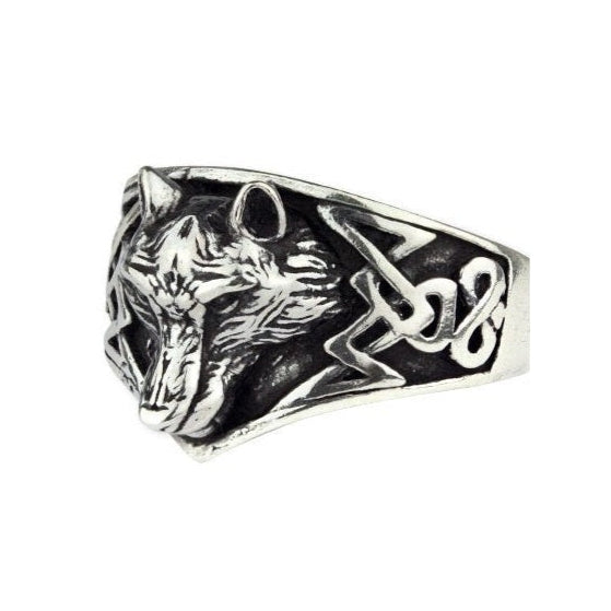 STERLING SILVER WOLF RING