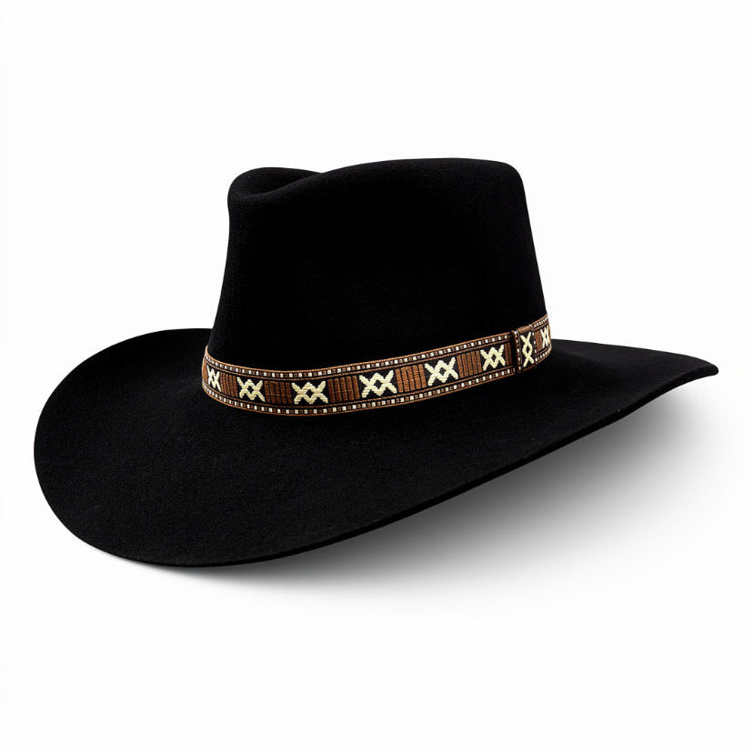 Savannah — Handmade Black Western Cowboy Hat in 100% Stiff Wool Felt