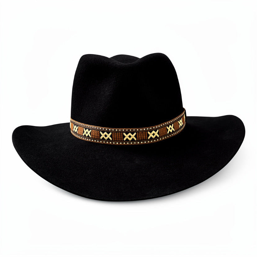 Savannah — Handmade Black Western Cowboy Hat in 100% Stiff Wool Felt