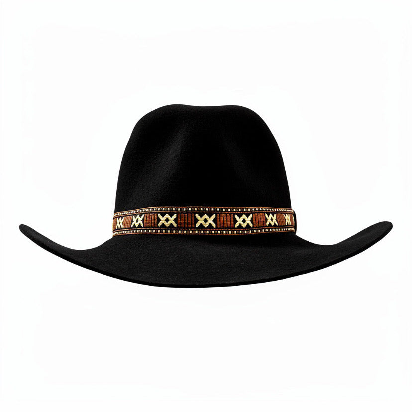 Savannah — Handmade Black Western Cowboy Hat in 100% Stiff Wool Felt