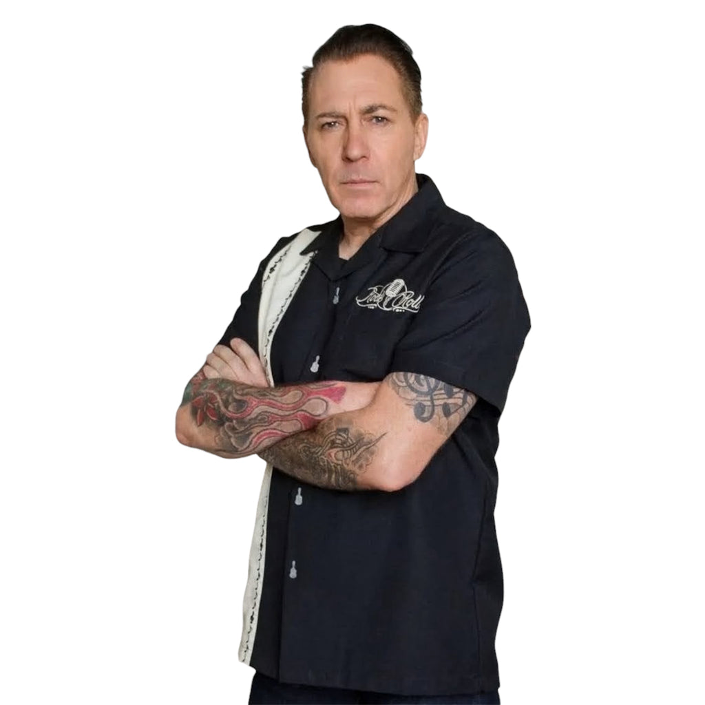 Men's Lounge Shirt Sound of Rock'n'Roll - Rockabilly Shirt with Embroidery White