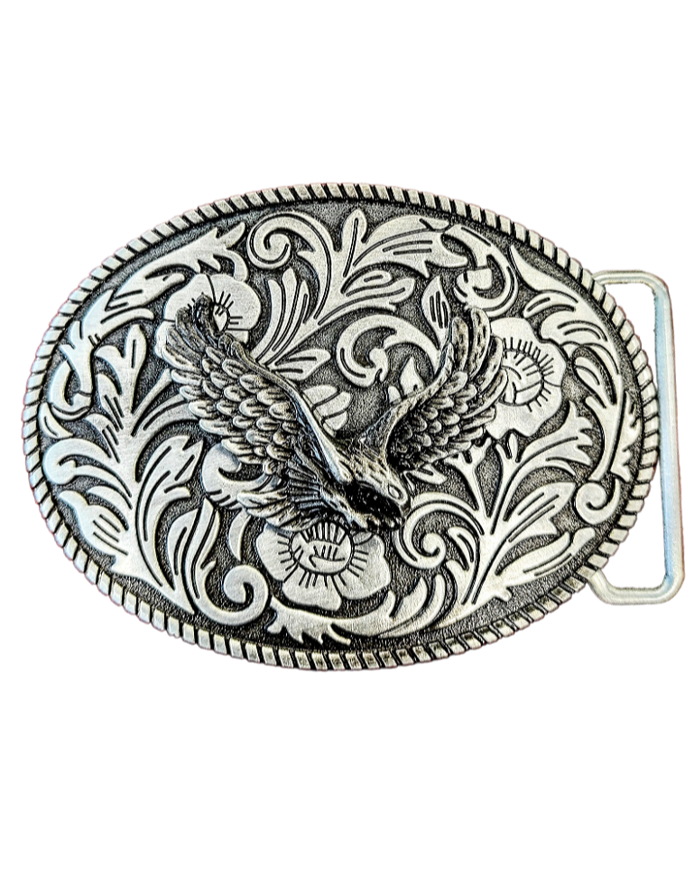 Silver Eagle Belt Buckle - Western Zinc Alloy Buckle 10x7cm