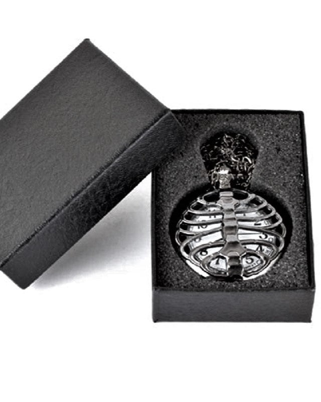 Skeleton Pocket Watch with Lid - Vintage Mechanical Clock with 80cm Chain