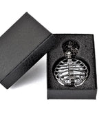 Skeleton Pocket Watch with Lid - Vintage Mechanical Clock with 80cm Chain