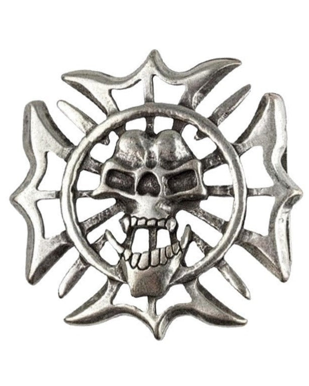 Skull Iron Cross Belt Buckle - Western Gothic Buckle 80x80mm