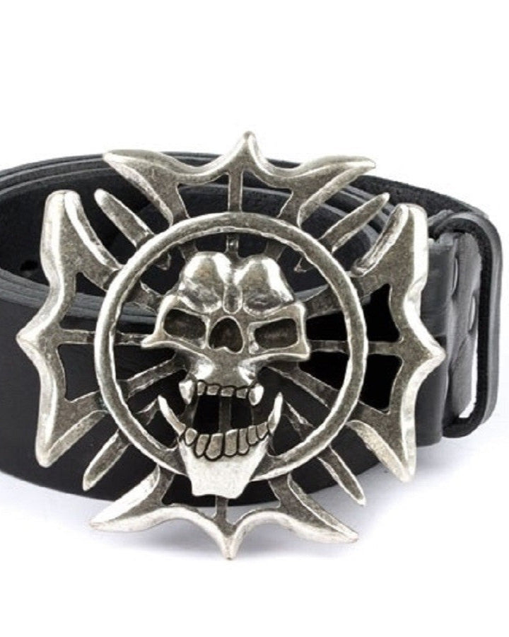 Skull Iron Cross Belt Buckle - Western Gothic Buckle 80x80mm