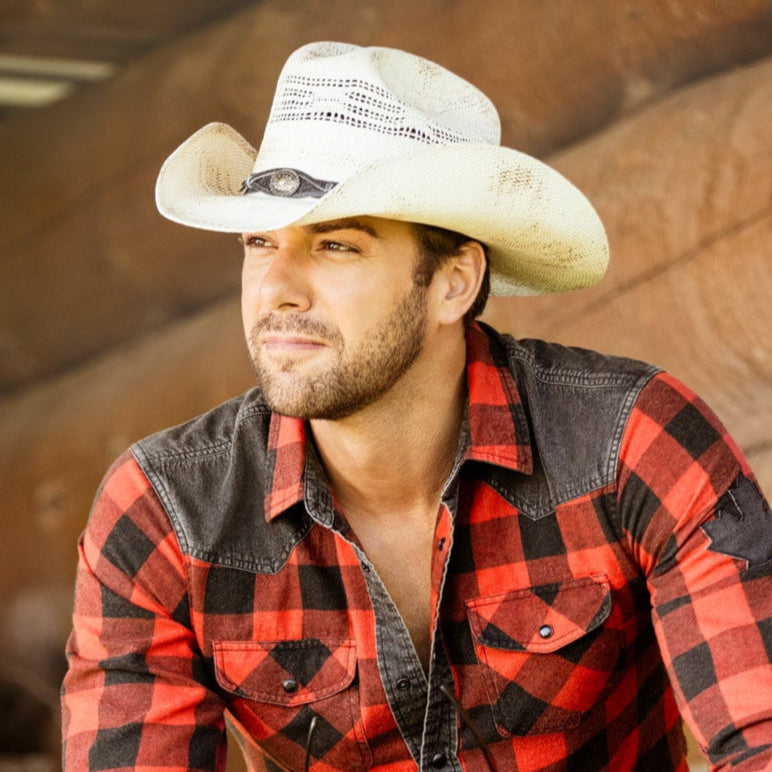 Snake Western Straw Cowboy Hat - Shapeable Brim with Concho Leather Band