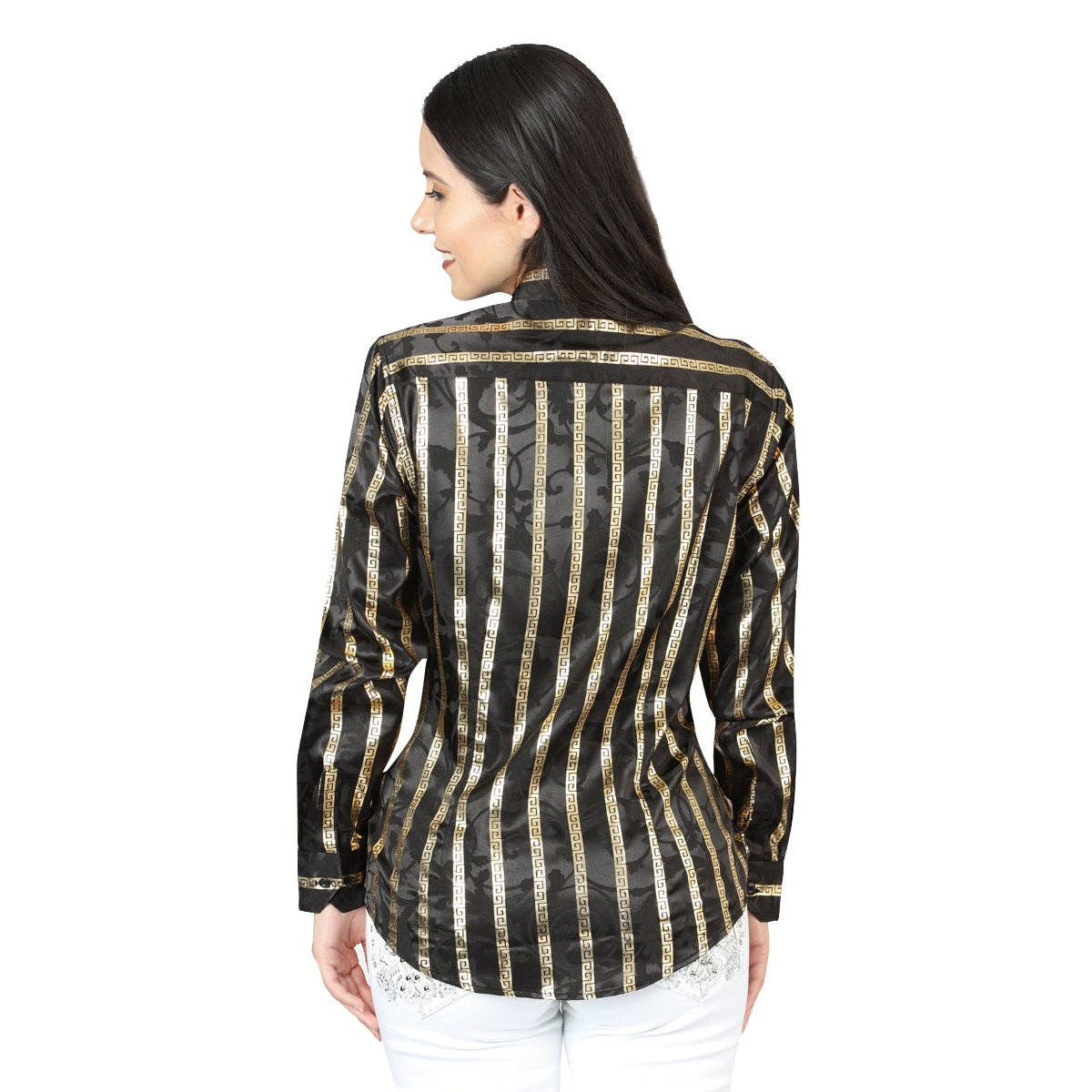 Striped Long Sleeve Women's Shirt - Casual Western Style Blouse