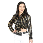 Striped Long Sleeve Women's Shirt - Casual Western Style Blouse