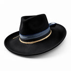 Teardrop fedora hat Small Town - Black Wide Brim Felt Hat