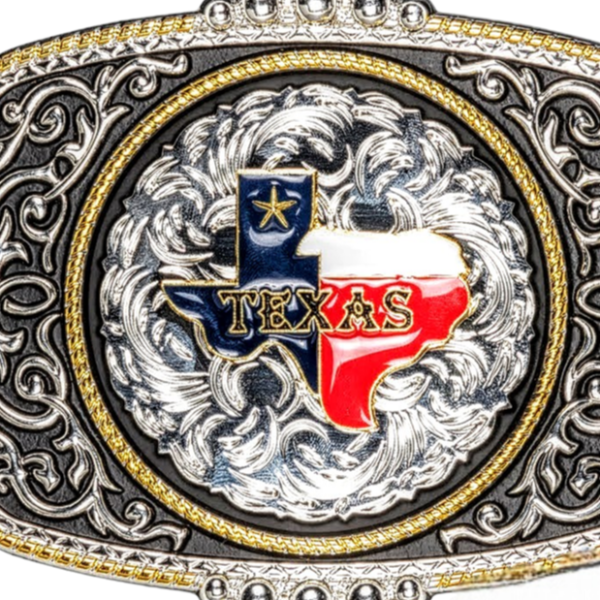 Texas Design western Belt Buckle with Enamel Effects