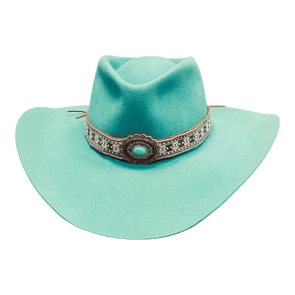 Hatson Turquoise Dream – Handmade Wide-Brim Felt Hat