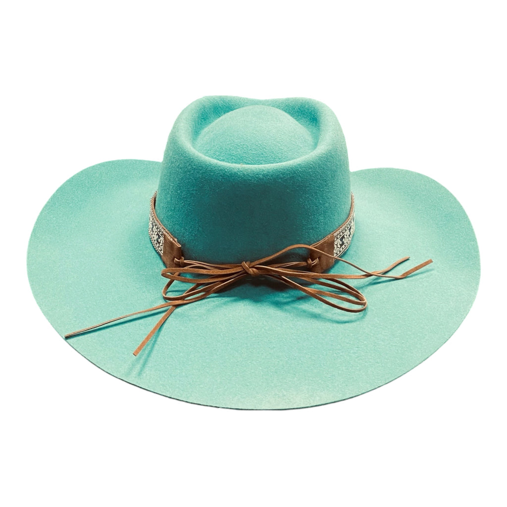 Hatson Turquoise Dream – Handmade Wide-Brim Felt Hat
