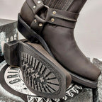 Renegade Lo Brown Leather Western Ankle Boots - Harness Strap Slip-On Boots for Men & Women