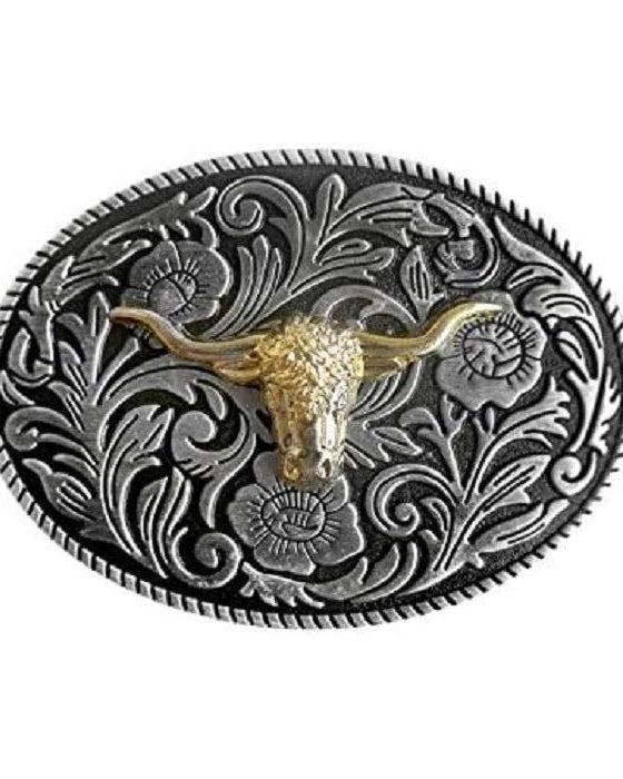 Western Belt Buckle with Bull Head - Cowboy Design