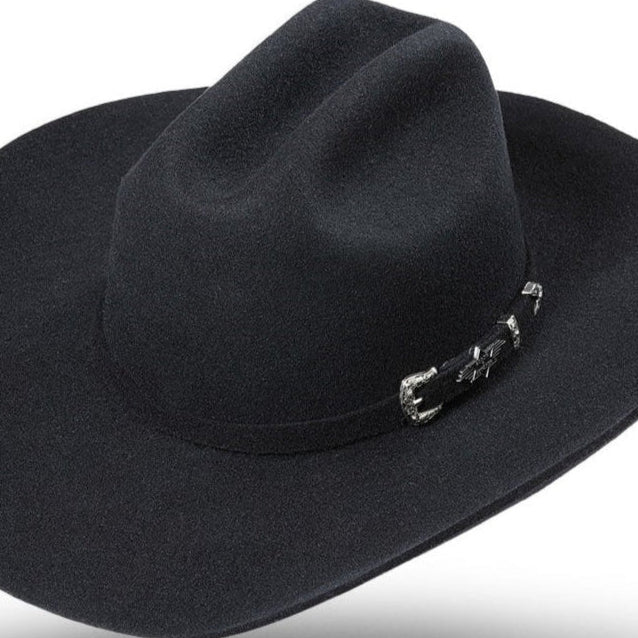 Western Cowboy felt hat Houston black - Premium Wool Cattleman Hat