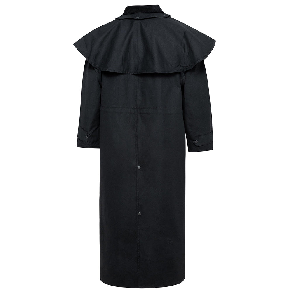 Western Duster Coat Trail Black - Oil Cloth Cowboy Duster
