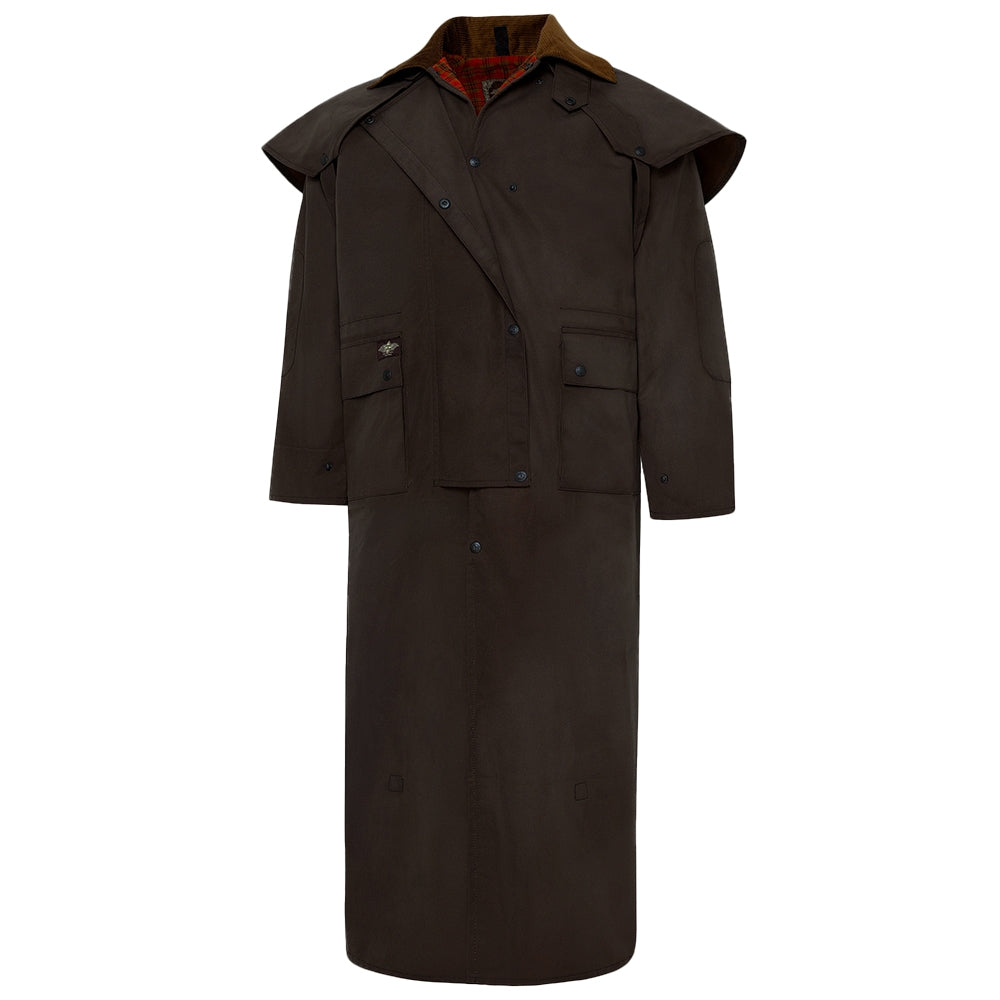Western Duster Coat Trail Brown - Oil Cloth Cowboy Duster