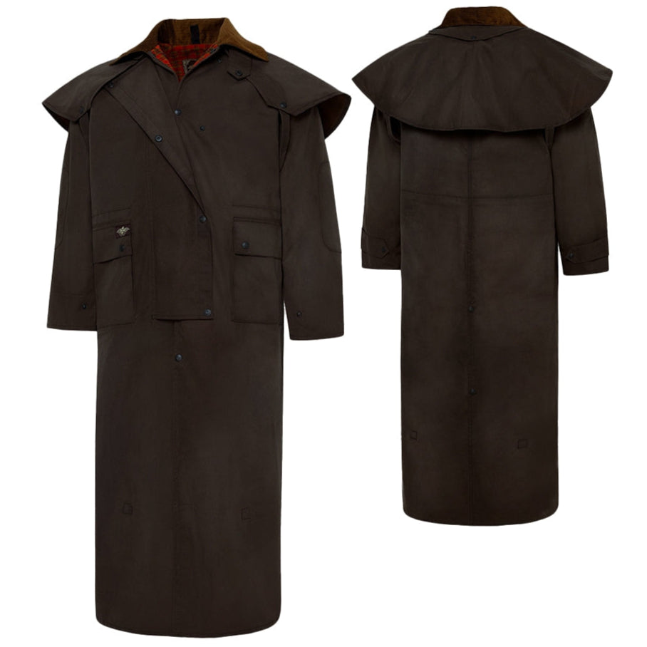 Western Duster Coat Trail Brown - Oil Cloth Cowboy Duster