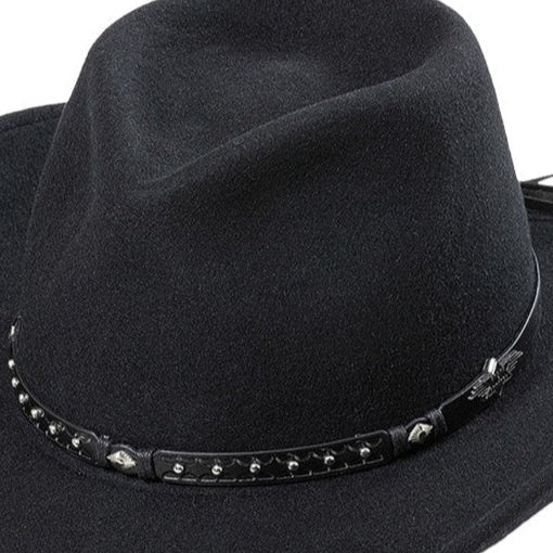 Sisevoodriga vormitav villane vildist kaabu Reno ja kvaliteetne nahast mütsipael konchode kaunistusega