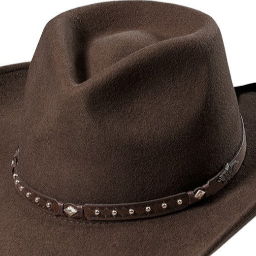 Sisevoodriga vormitav villane vildist kaabu Reno ja kvaliteetne nahast mütsipael koos konchodega.