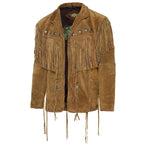 Western Fringe Leather cowboy jacket Hombre brown