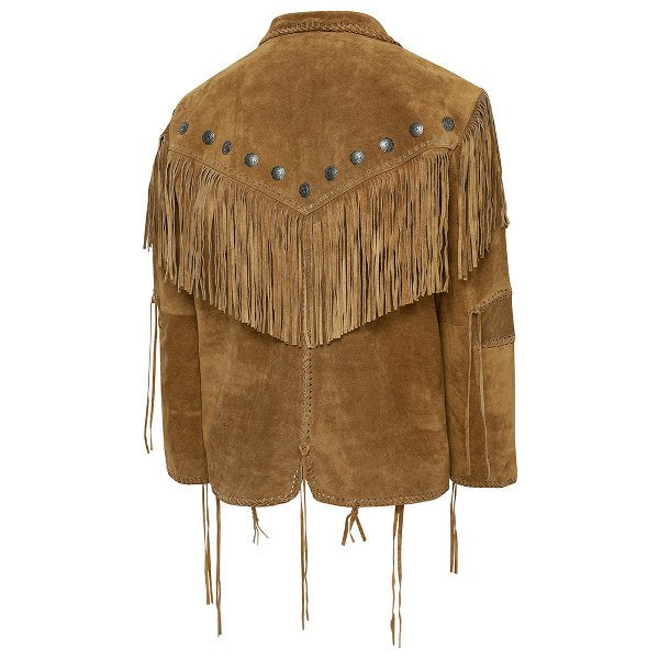 Western Fringe Leather cowboy jacket Hombre brown