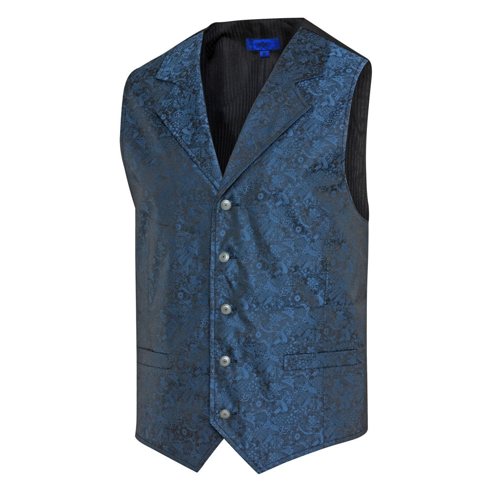Western Jacquard Vest Royal Flush - Premium Textile Waistcoat