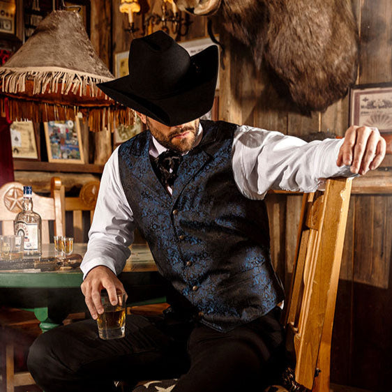 Western Jacquard Vest Royal Flush - Premium Textile Waistcoat