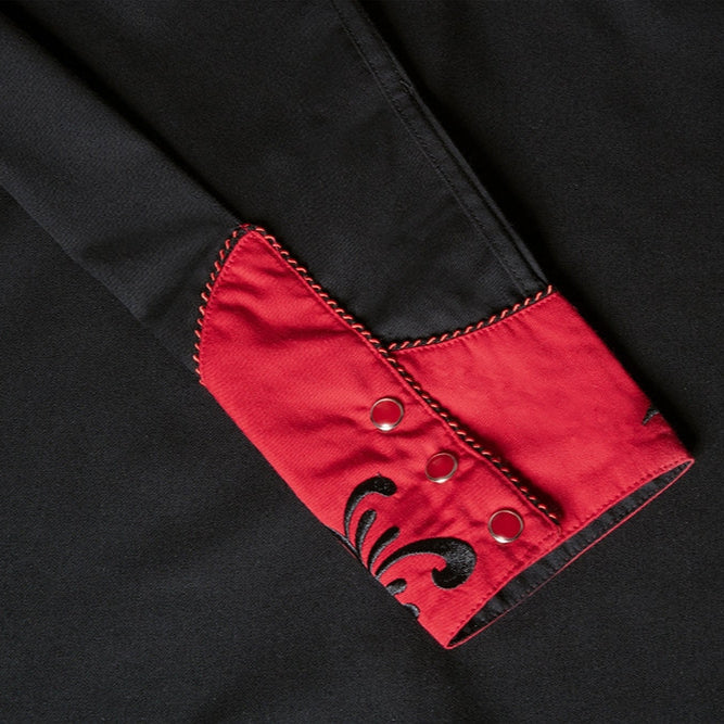 Women's Black Western Blouse Dolly - Red Yoke Embroidered Cowgirl Shirt