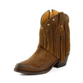 Women's Brown Leather Fringe Boots - Handcrafted Western Cowboy Boots with Goodyear Welt