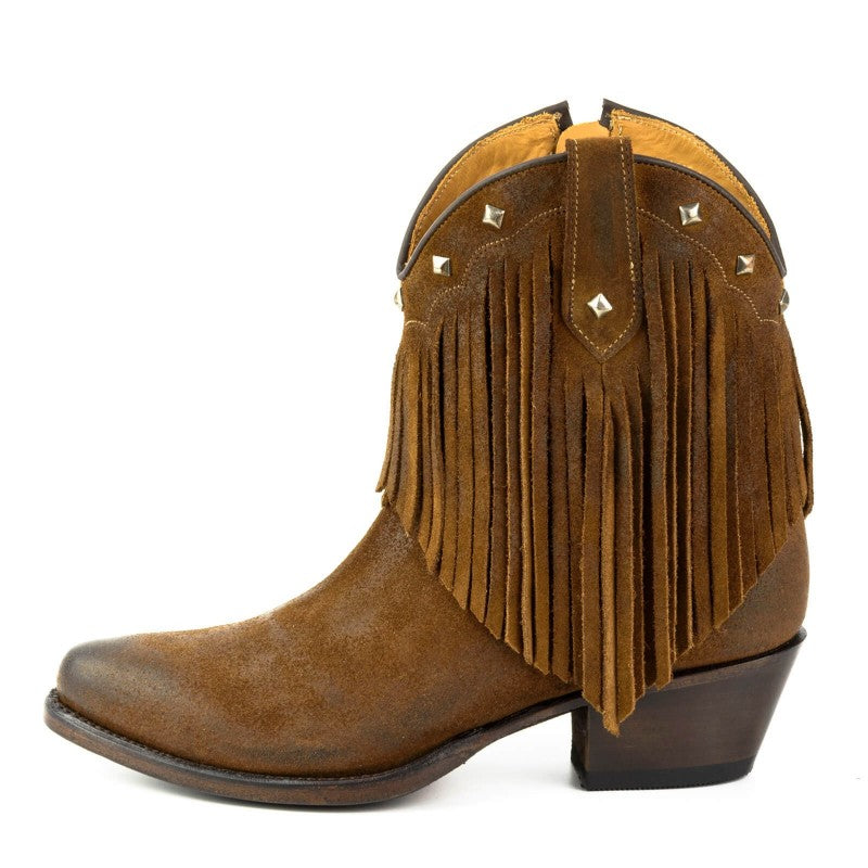 Women's Brown Leather Fringe Boots - Handcrafted Western Cowboy Boots with Goodyear Welt