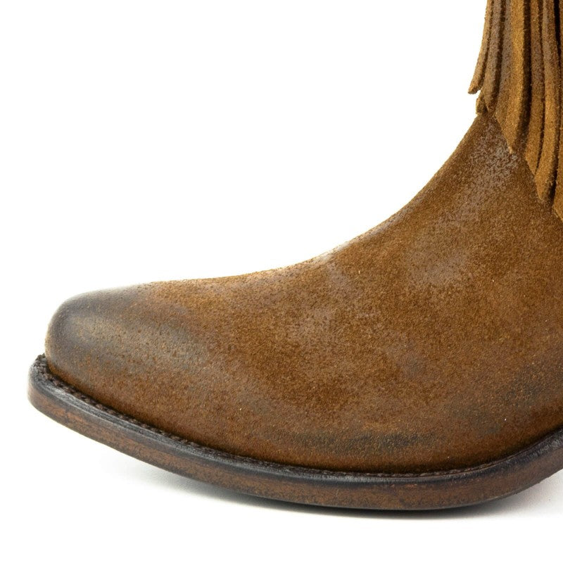 Women's Brown Leather Fringe Boots - Handcrafted Western Cowboy Boots with Goodyear Welt