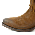 Women's Brown Leather Fringe Boots - Handcrafted Western Cowboy Boots with Goodyear Welt
