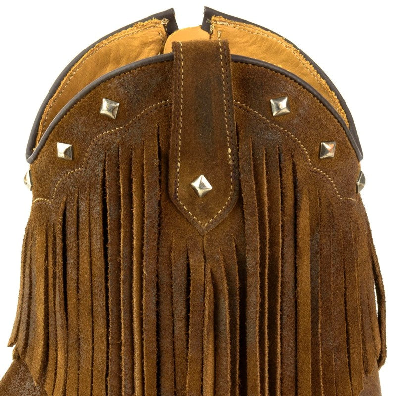 Women's Brown Leather Fringe Boots - Handcrafted Western Cowboy Boots with Goodyear Welt
