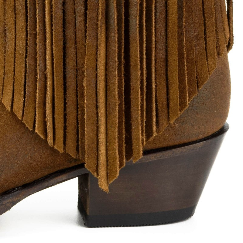 Women's Brown Leather Fringe Boots - Handcrafted Western Cowboy Boots with Goodyear Welt